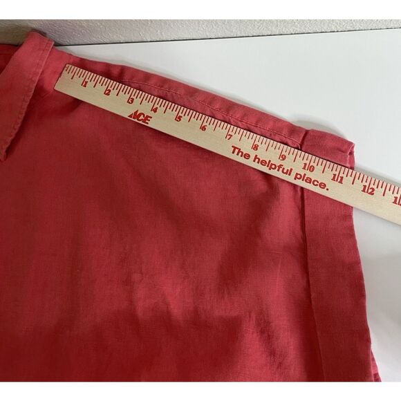 Lauren Ralph Lauren Plus 2X Blouse Top 100% Linen Short Sleeve Shirt Orange - Picture 5 of 6